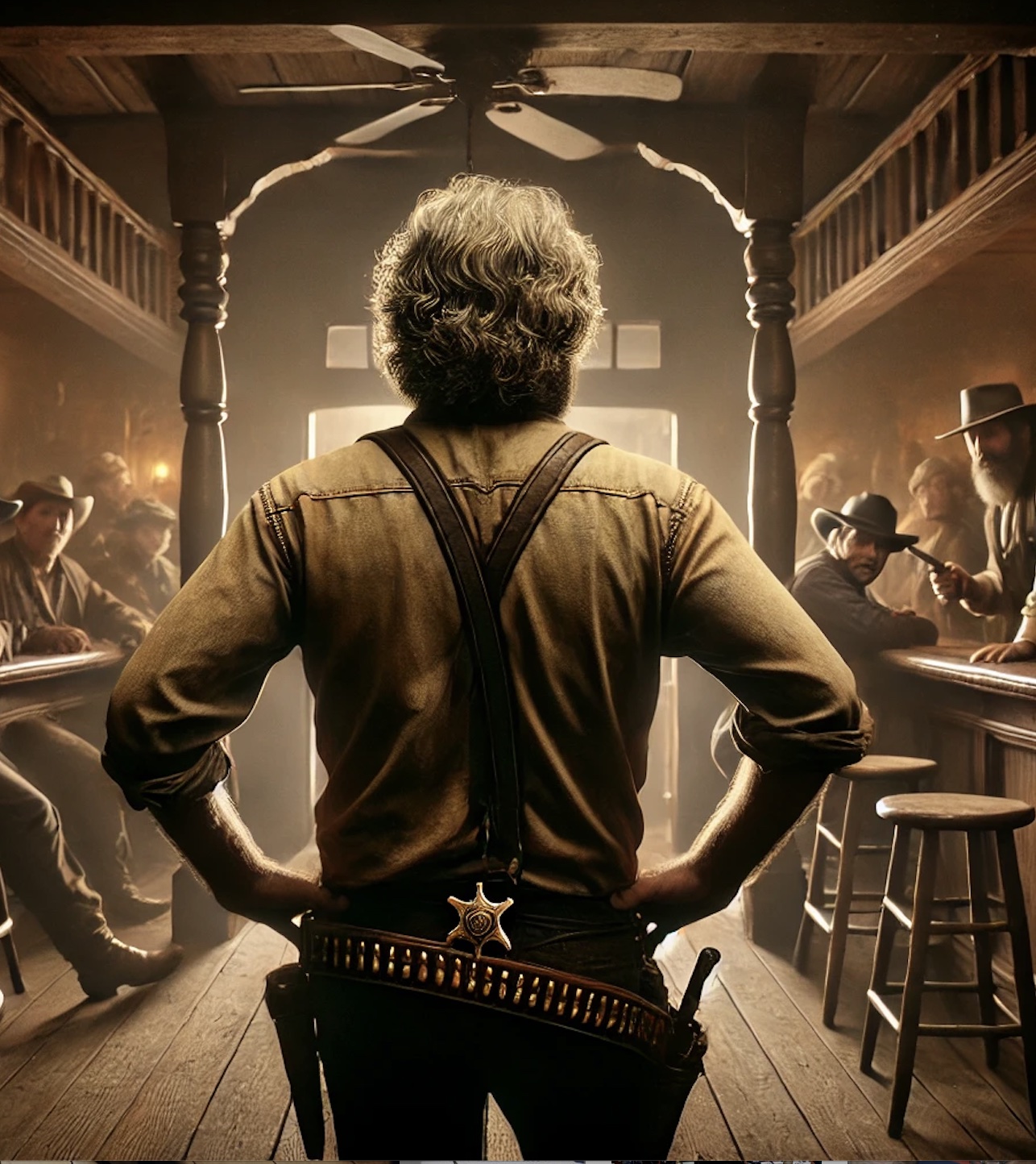 Washington, la Metro Gold Mayer si è impadronita dello Studio Ovale. Il Cattivo entra nel saloon e si attacca la stella di sceriffo sul petto