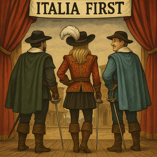 Palazzo Chigi sul set di Cinecittà, il teatro di cartone dei tre moschettieri: il cattivo, il buono ed il furbo