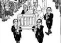 Segreti, santità, sapienza: tutto in una vignetta. Il sorriso di Leone in lettiga sorretto dalla Curia laica