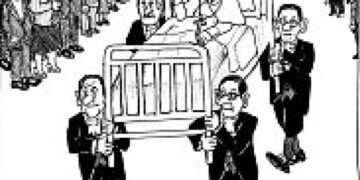 Segreti, santità, sapienza: tutto in una vignetta. Il sorriso di Leone in lettiga sorretto dalla Curia laica
