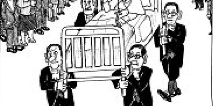 Segreti, santità, sapienza: tutto in una vignetta. Il sorriso di Leone in lettiga sorretto dalla Curia laica